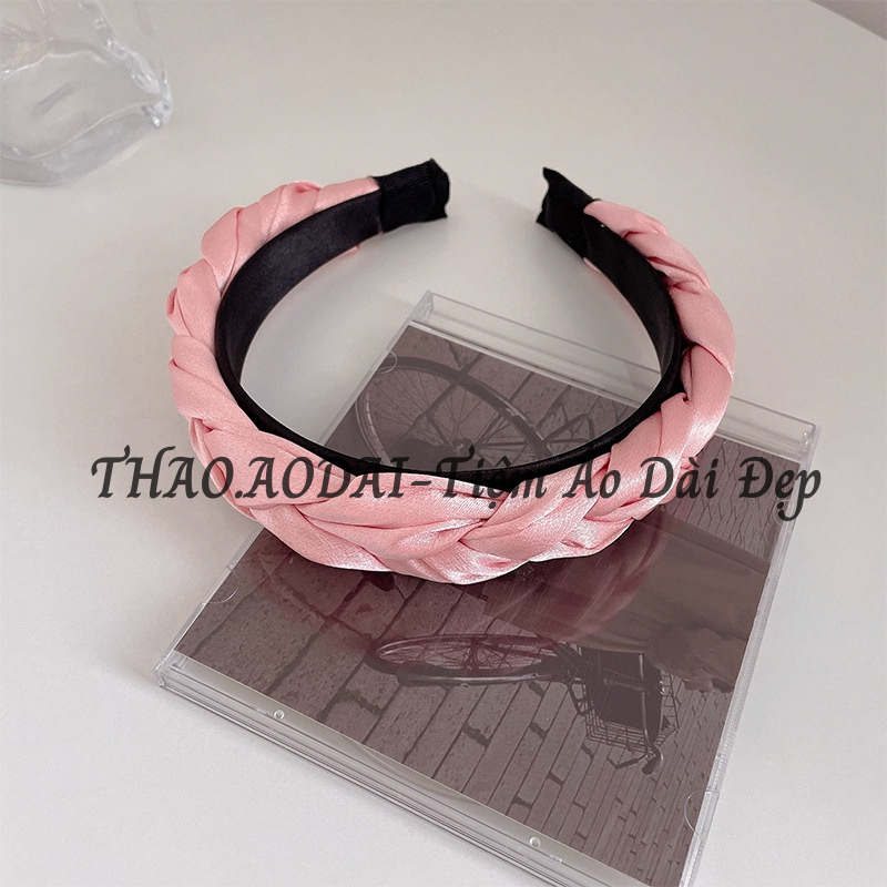 Băng đô, bờm tóc vải lụa satin băng đô thắt bím Handmade Thời Trang trẻ.