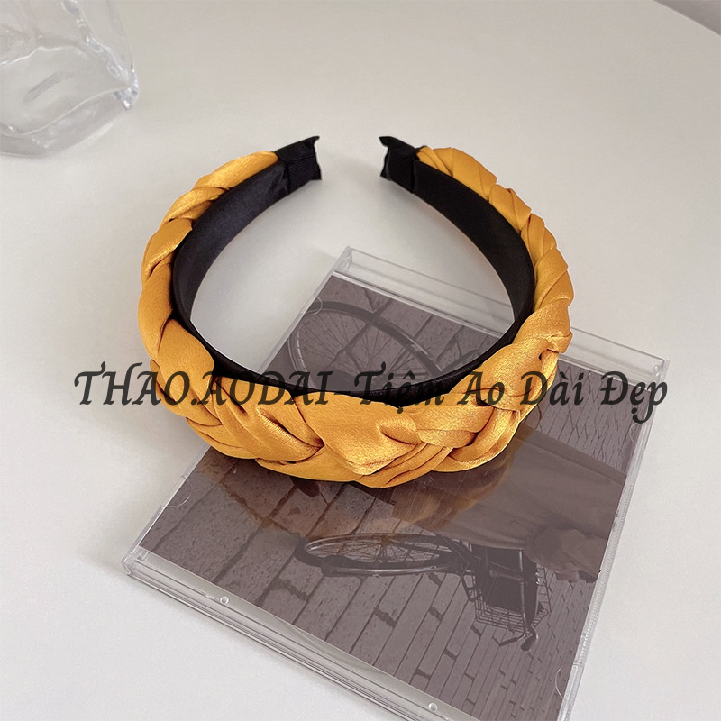 Băng đô, bờm tóc vải lụa satin băng đô thắt bím Handmade Thời Trang trẻ.