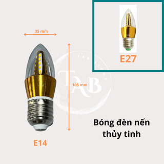 Bóng nến thủy tinh E14 E27 Ánh sáng vàng