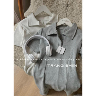 Đầm body thun xẻ tà dáng ngắn cực kì tôn dáng tôn da, Đầm nữ polo body chất thun cổ sơ mi tay ngắn đính nút xẻ đùi