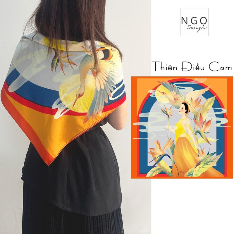 Set Quà tặng Khăn Lụa Thiên Điểu cam