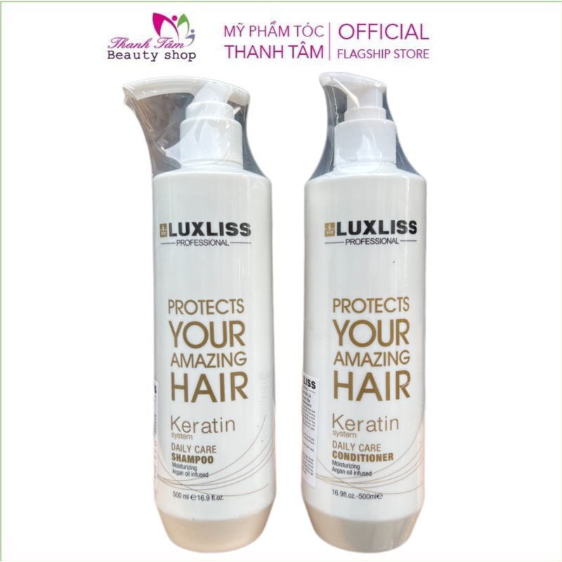 Dầu gội xả siêu dưỡng tóc Luxliss Protects Your Amazing Hair KERATIN Daily Care 500mlx2