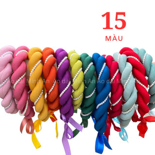 Mấn đội đầu mặc cùng áo dài đep màu đỏ, vàng,xanh, hồng, tím huế,cam,xanh coban, xanh lá, xanh min, xanh cổ vịt, tím cà