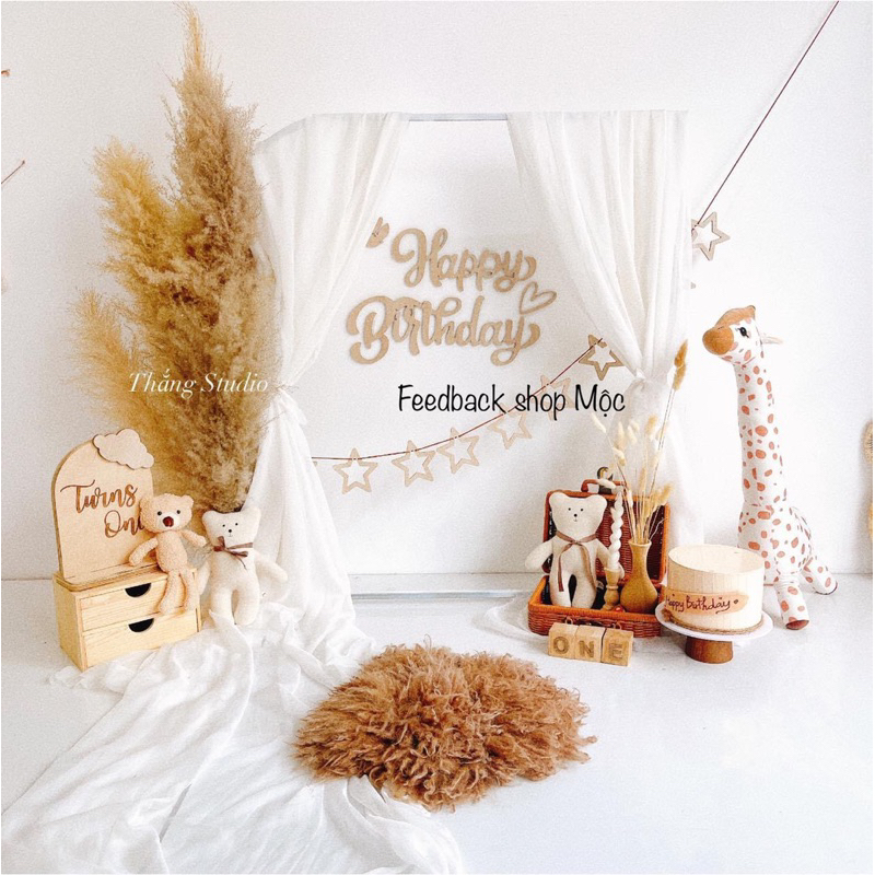MGG10k Chữ gỗ happy birthday hpbd bằng gỗ