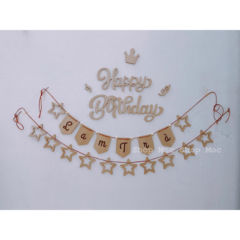 MGG10k Chữ gỗ happy birthday hpbd bằng gỗ