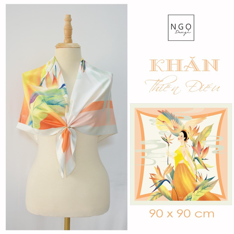 Ngọ Design - Set Khăn Lụa Thiên Điểu Limited 90x90cm