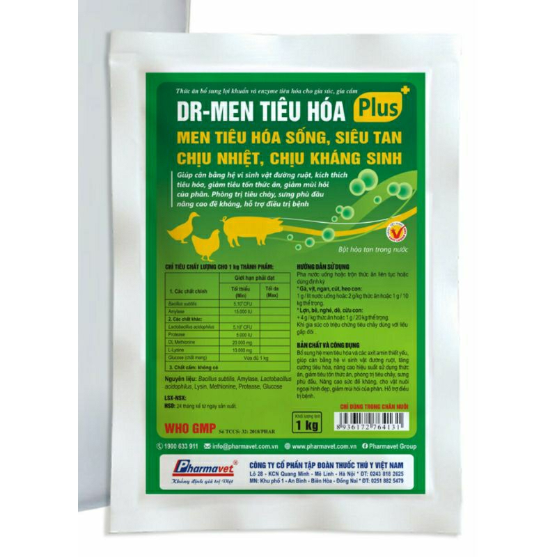 DR Men tiêu hoá gói 1kg - men sống, siêu tan, chịu nhiệt