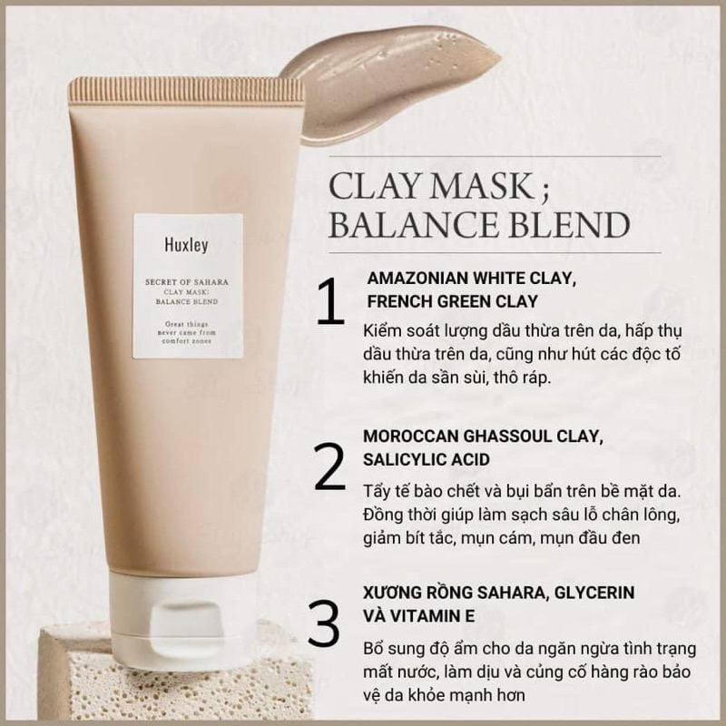 Mặt nạ đất sét nóng Huxley làm sạch & tẩy da chết