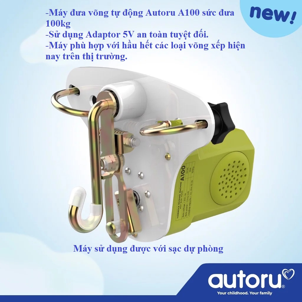 Máy đưa võng tự động Autoru A100 cho em bé sức đưa 100kg