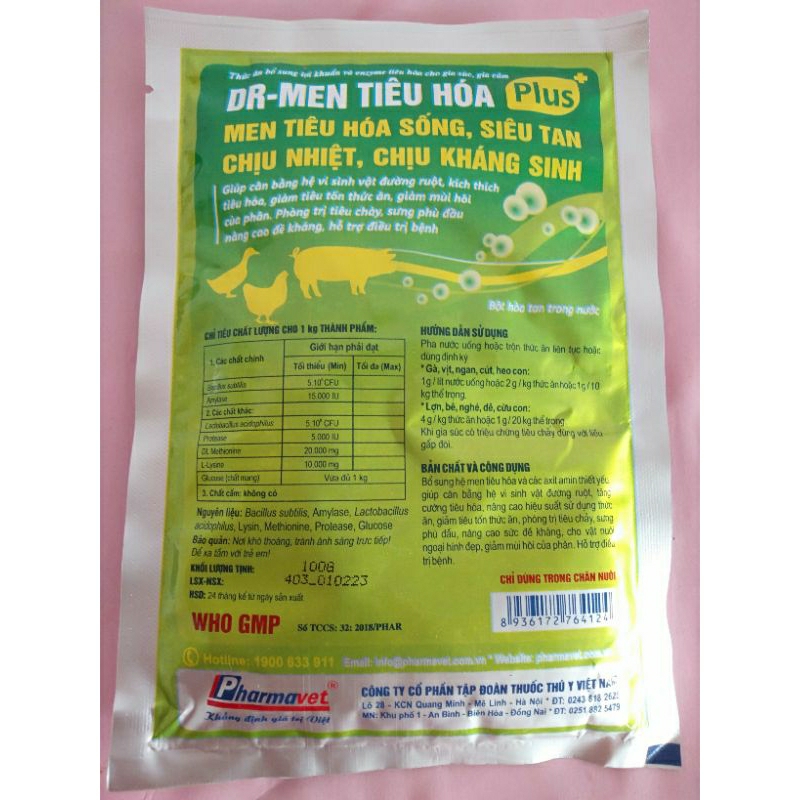 DR Men tiêu hoá gói 1kg - men sống, siêu tan, chịu nhiệt