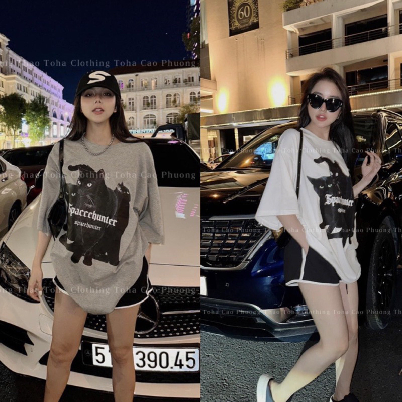 Sét cotton áo mèo dáng rộng+ quần sooc cạp chun viền (kèm ảnh thật)
