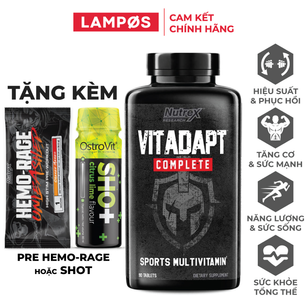Nutrex Vitadapt, Vitamin Tổng Hợp, Bổ Sung Đầy Đủ Vitamin & Khoáng Chất Thiết Yếu Cho Cơ Thể, 90 viên
