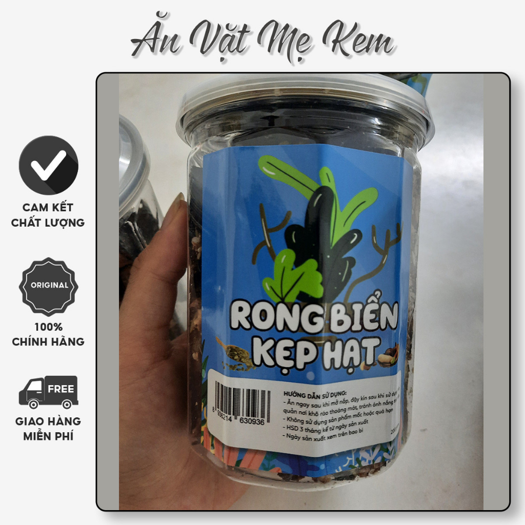 Rong Biển Kẹp Hạt Dinh Dưỡng Ăn Vặt Văn Phòng Ăn Kiêng Hiệu Quả Tốt Cho Sức Khỏe Giòn Tan Không Đường - Ăn Vặt Mẹ Kem