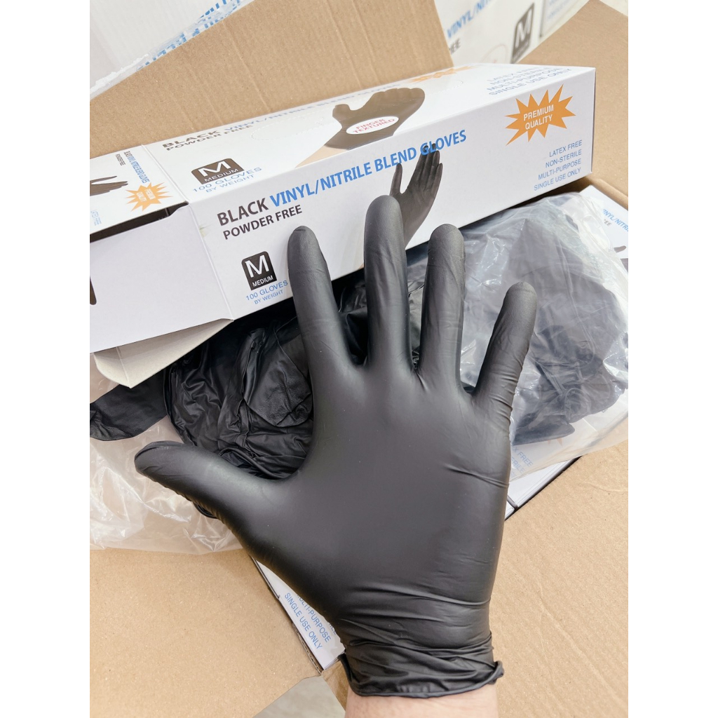 1 đôi găng tay y tế nitrile đen không bột