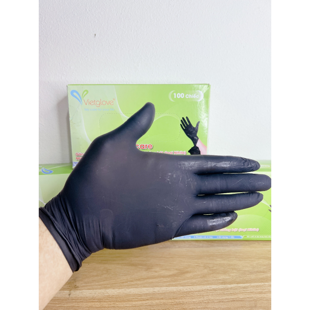 1 đôi găng tay y tế nitrile đen không bột