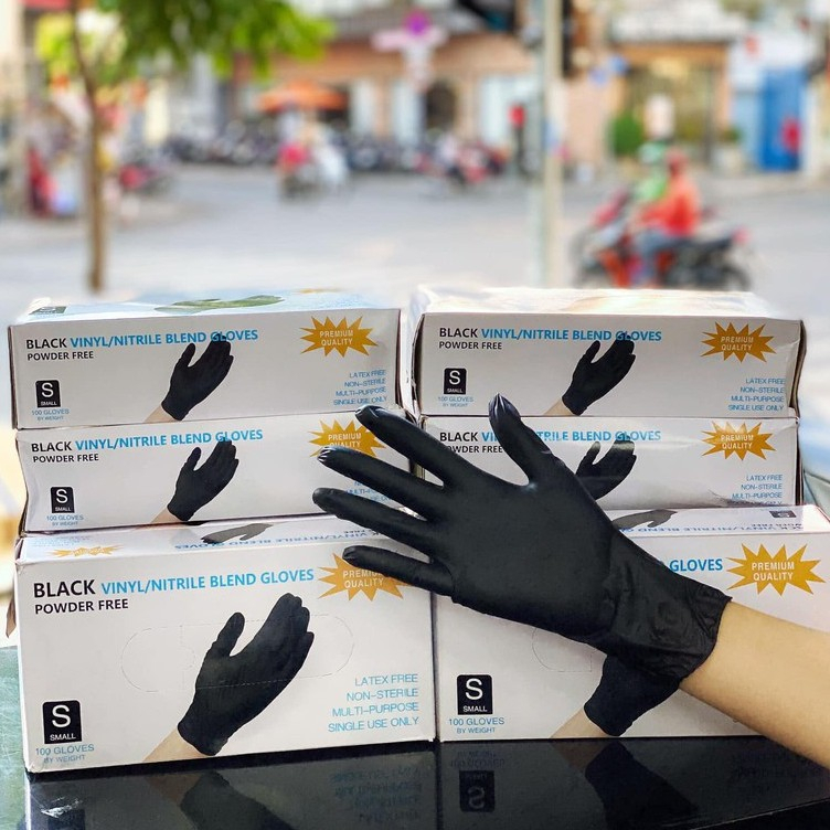 1 đôi găng tay y tế nitrile đen không bột
