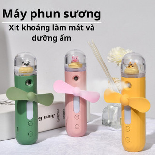 Máy Phun Sương Mini Cầm Tay Có Quạt Tiện Lợi Máy Xịt Khoáng Hình Thú Dễ Thương, Có Quạt Làm Mát