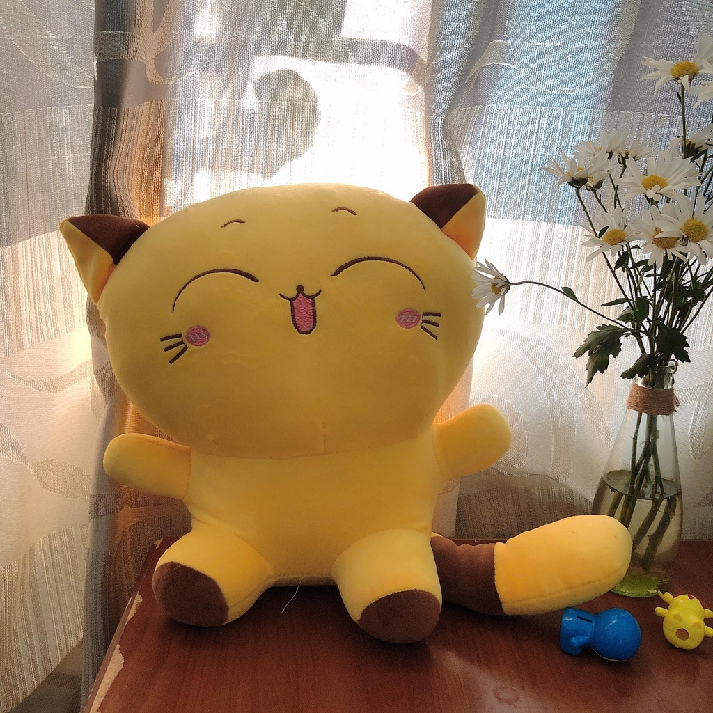 Gấu Bông, Gối ôm, thú nhồi bông Mèo Vàng Mishu, bông đàn hồi kháng khuẩn, vải Siêu Mịn Siêu Êm Dễ Thương.SANBEO.VN