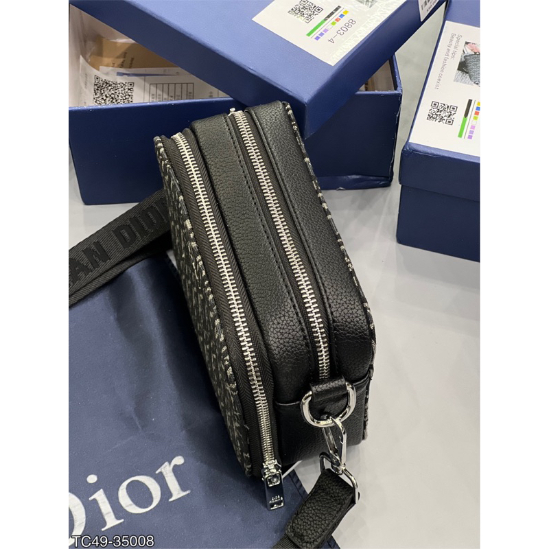 túi đeo chéo vân dệt tag sắt màu truyền thống có hộ kèm - Túi nam cao cấp