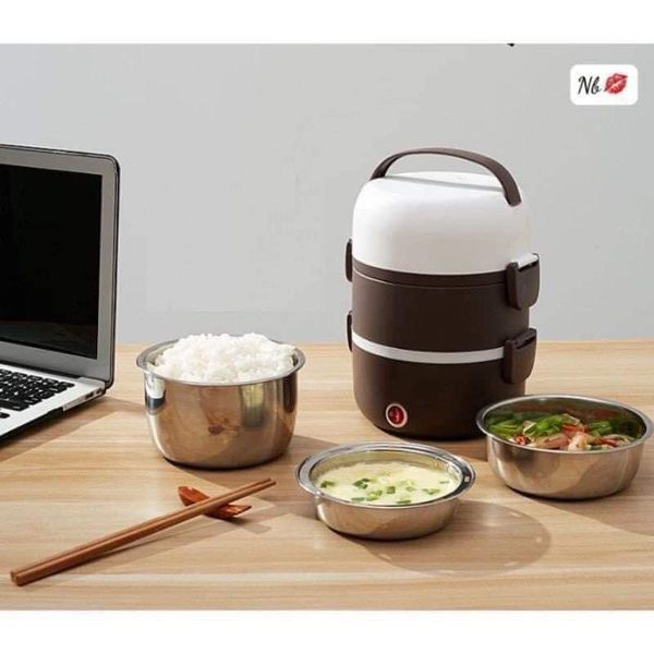 Cặp Lồng Cắm Điện Ủ Cơm Giữ Nhiệt 3 Tầng Ruột Inox Giữ Nóng Thức Ăn Liên Tục Hộp Cơm Cắm Điện Văn Phòng
