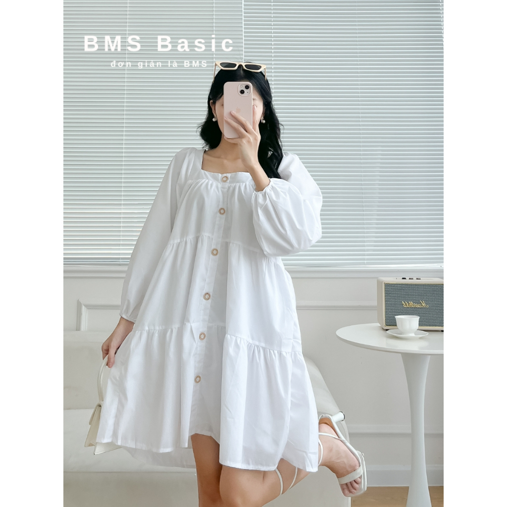 Đầm babydoll bigsize dưới 75kg, giấu bụng rất tốt, bầu bon chen thoải mái[Hình chụp thật bởi BMS Basic]