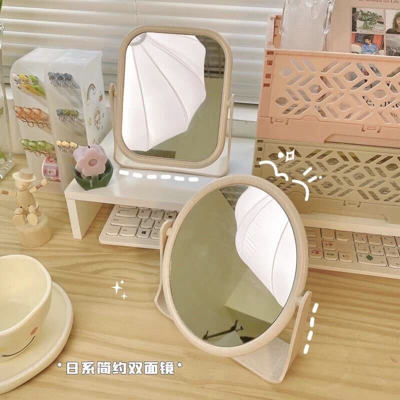 Gương lúa mạch để bàn trang điểm, xoay 360*