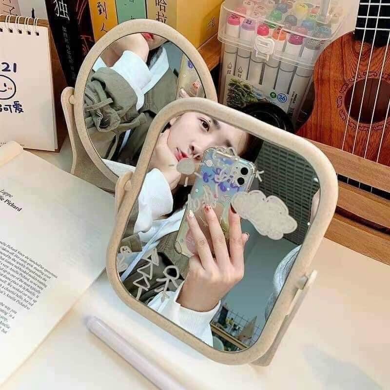 Gương lúa mạch để bàn trang điểm, xoay 360*