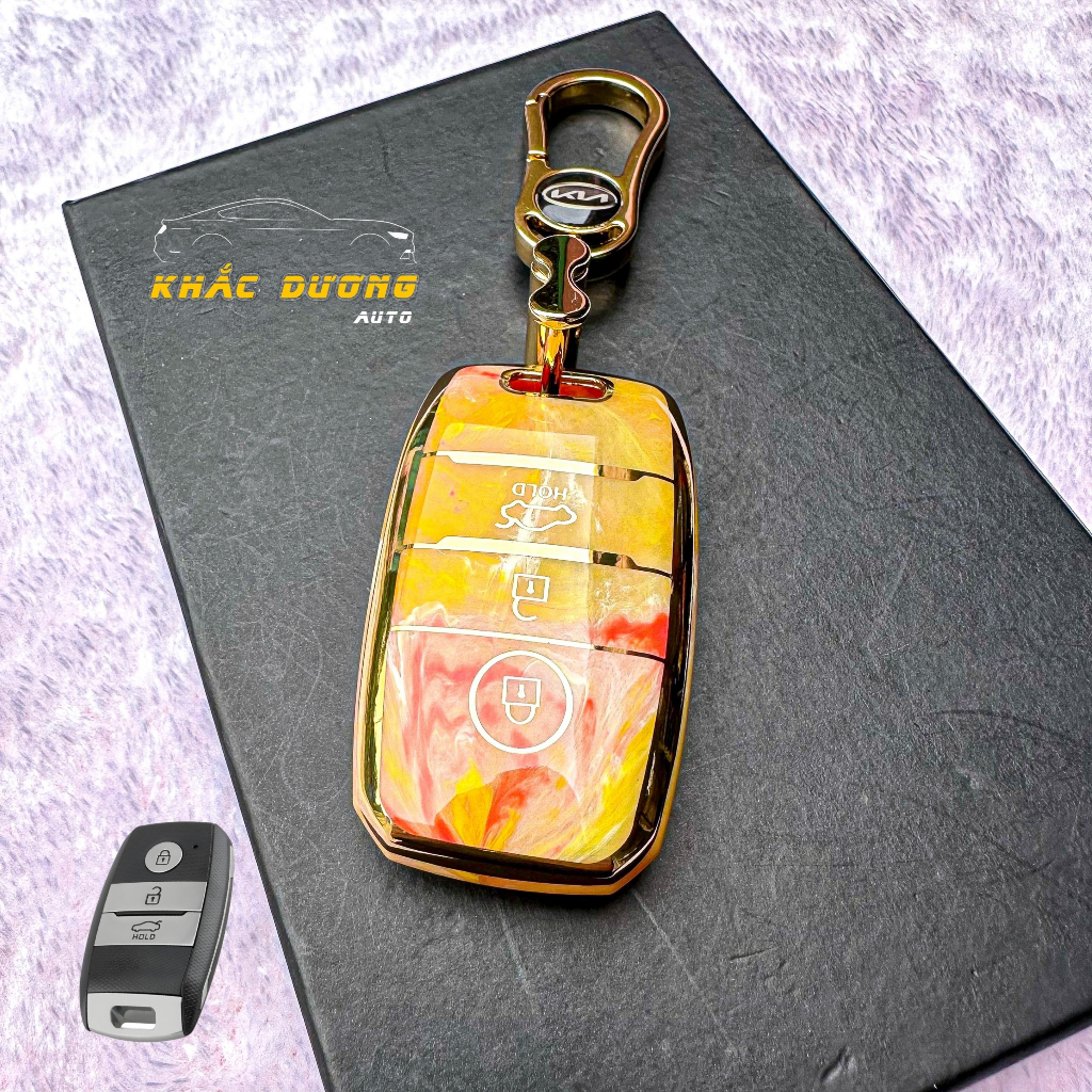 Ốp chìa khoá KIA MORNING SELTOS CERATO TPU 3 nút vân đá hoa cương cao cấp sang trọng