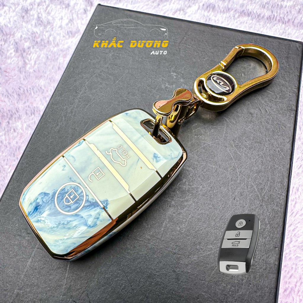 Ốp chìa khoá KIA MORNING SELTOS CERATO TPU 3 nút vân đá hoa cương cao cấp sang trọng