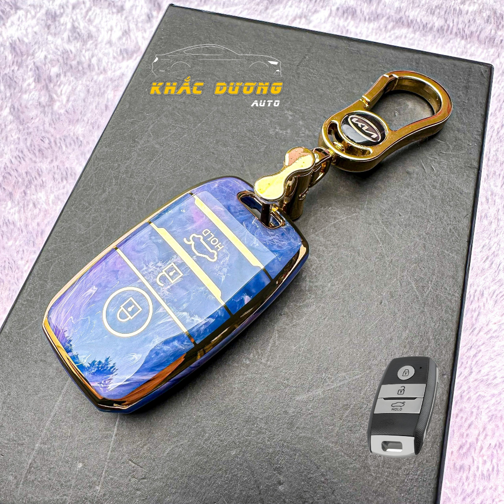 Ốp chìa khoá KIA MORNING SELTOS CERATO TPU 3 nút vân đá hoa cương cao cấp sang trọng