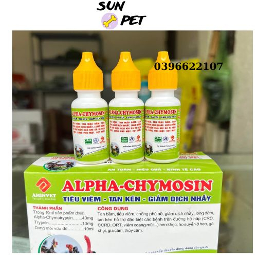 ALPHA CHYMOSIN hỗ trợ giảm ho hen , khò khè , giảm đau trên chim gà