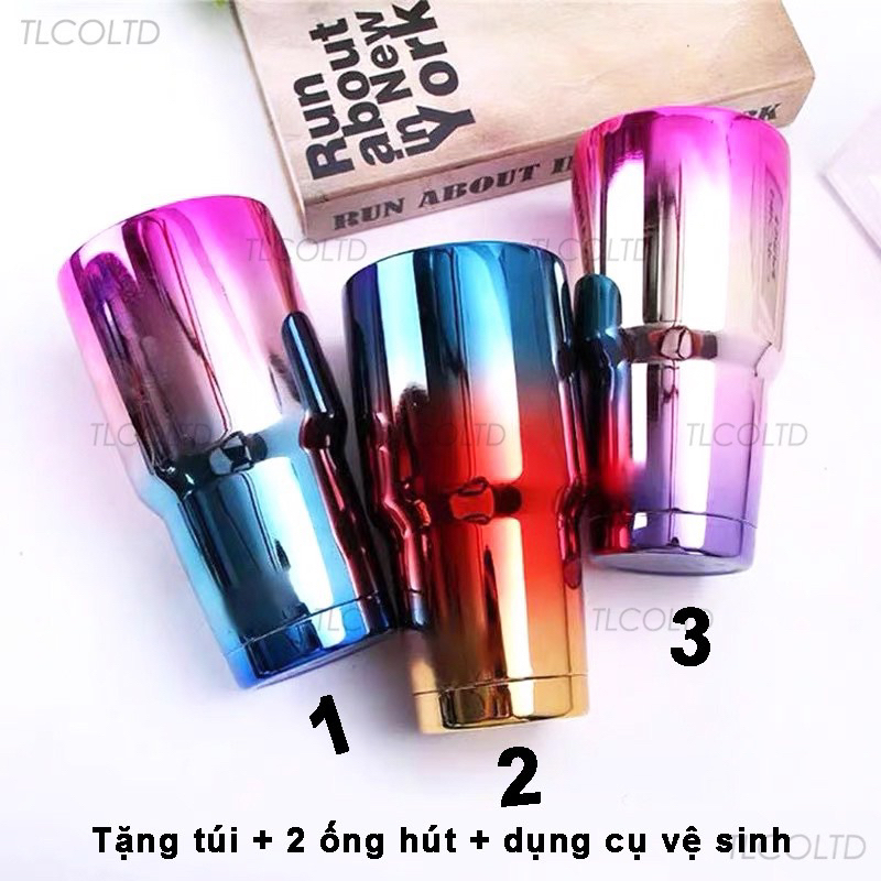 Ly Giữ Nhiệt Inox Yeti Thái 3D tặng kèm ống hút