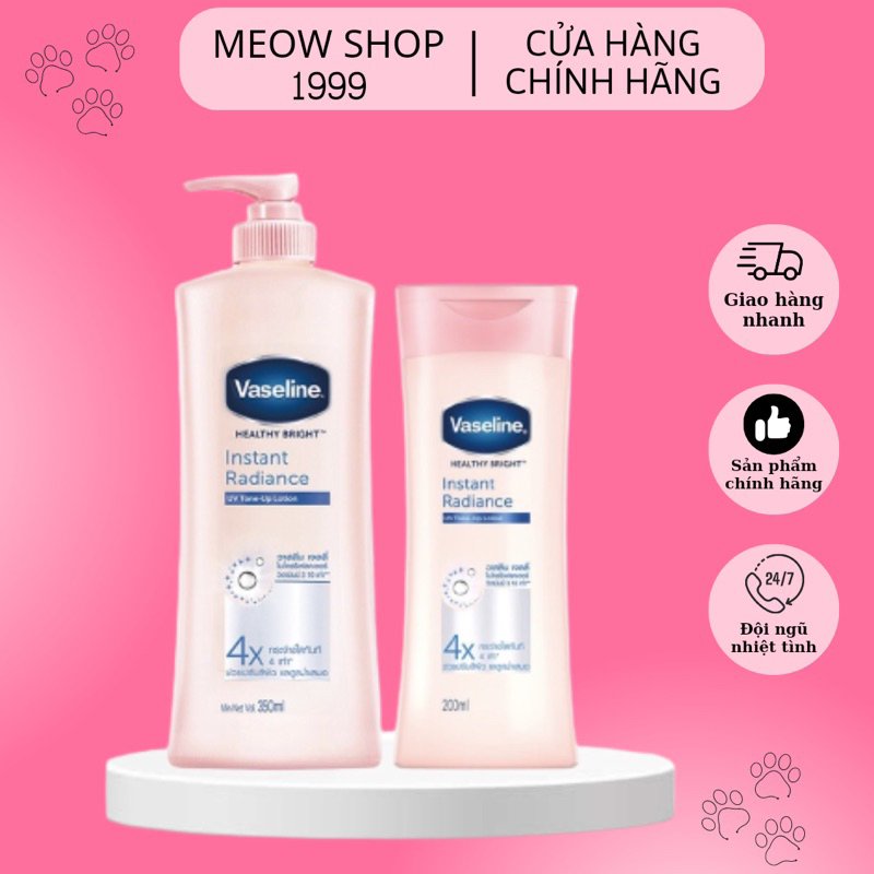 Sữa dưỡng thể Vaseline Healthy Bright Instant Radiance UV Tone-Up Lotion 350ml giúp nâng tông sáng da trắng da