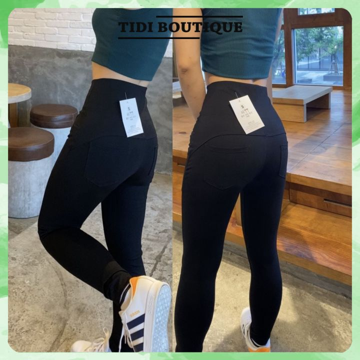 Quần legging nữ cạp cao 4 túi gen bụng nâng mông chất Umi Hàn cao cấp hàng loại 1