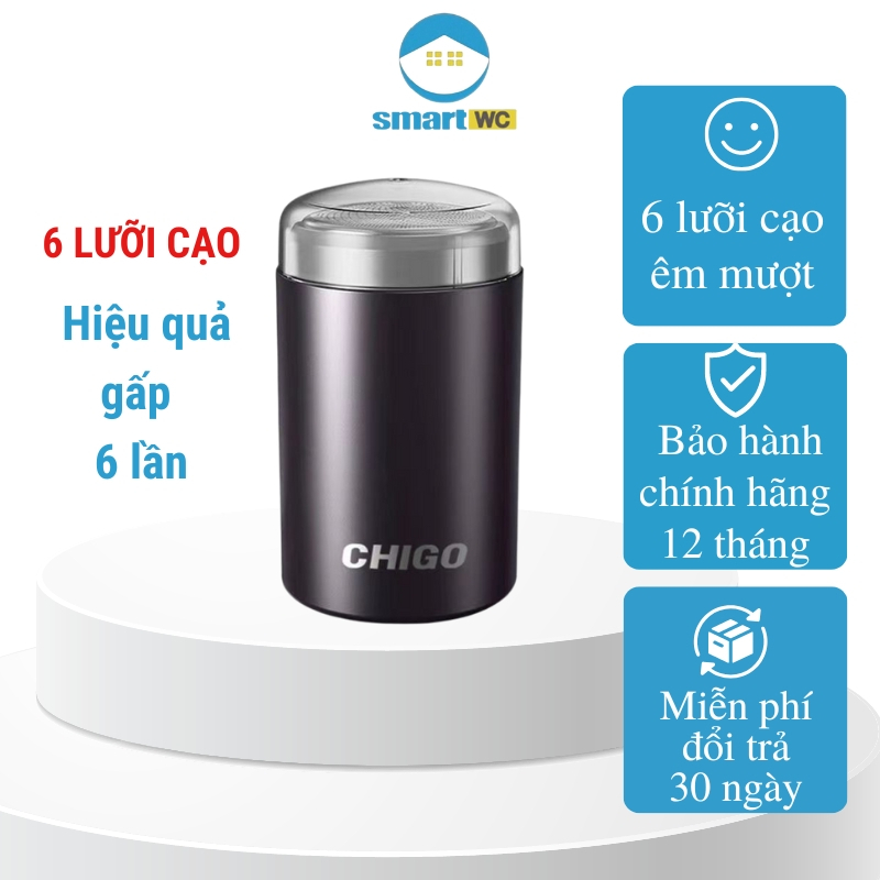 Máy cạo râu mini 6 lưỡi chính hãng Chigo bảo hành 12 tháng