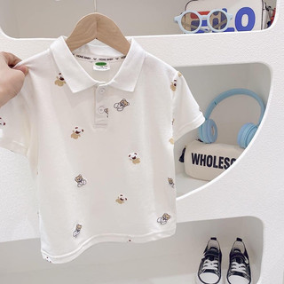 Áo Polo trắng cho bé trai size từ 100 đến 140