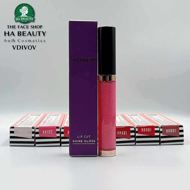 Son bóng nhiều màu Hỗ trợ Khóa màu son môi mượt mà Dưỡng môi Hàn Quốc VDIVOV Lip Cut Shine Gloss 5g