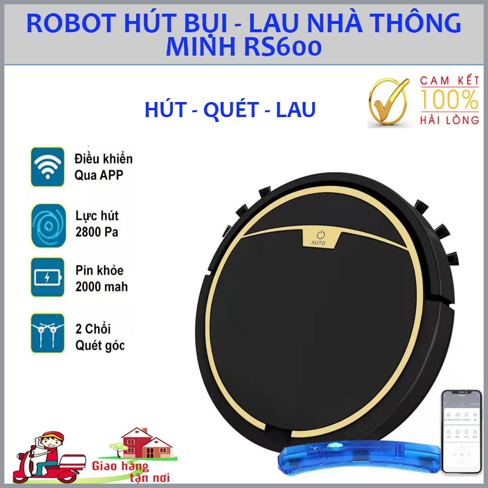 Máy Hút Bụi Thông Minh RS600. Robot Hút Bụi ĐK qua APP điện thoại, lực hút mạnh,Làm việc theo sơ đồ. Robot RS600