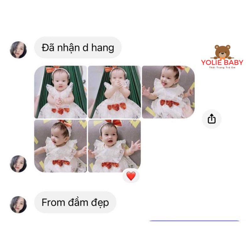 Body Handmade trắng nơ vàng bé gái phối nơ kèm nón 4kg-12kg