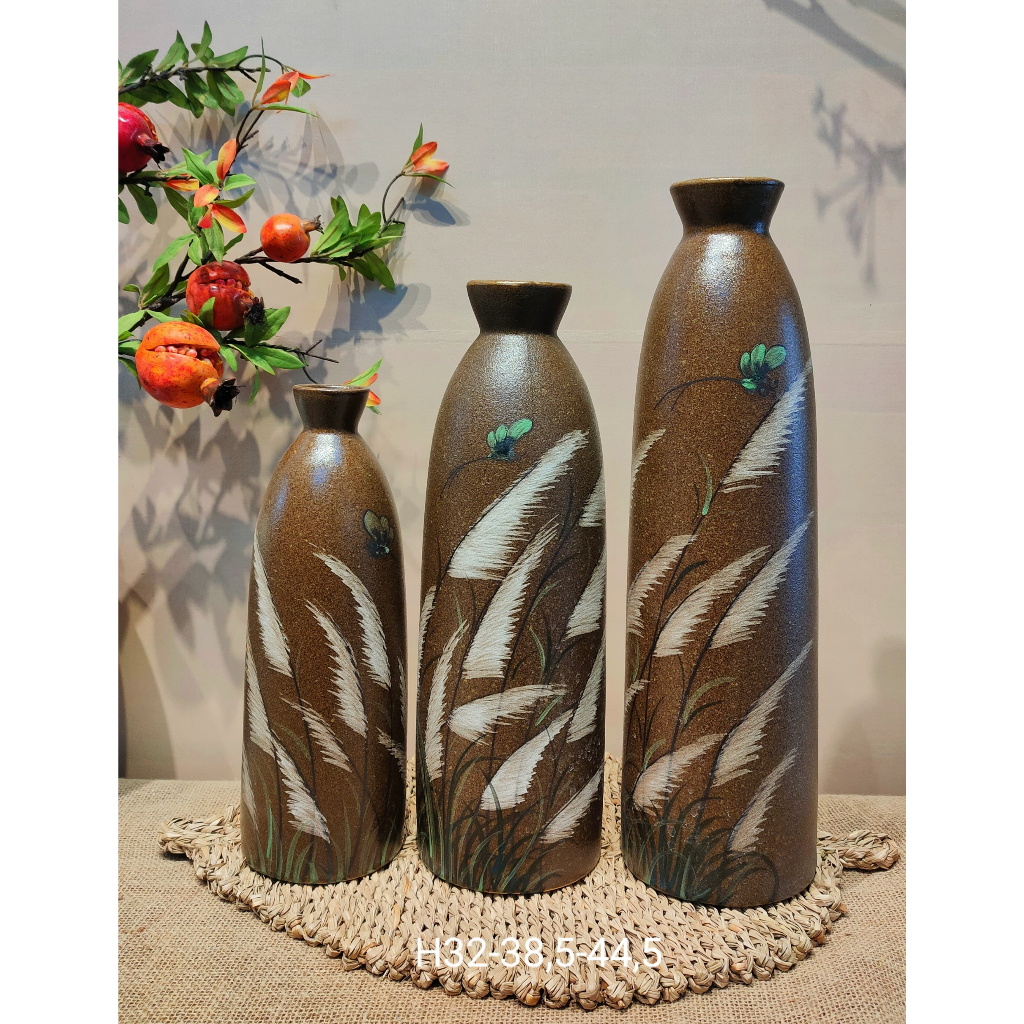 Lọ gốm sứ Bát Tràng cao 45 cm cắm đào đông, tuyết mai - Bình cắm hoa decor trang trí phòng khách sang trọng- Gốm đẹp TSC