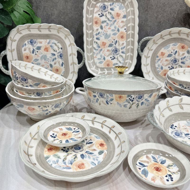🌹Set bát đĩa hoa hồng tách lẻ🌹