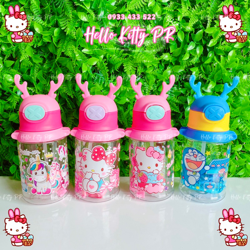 Bình nước 450ml có dây đeo Ponny - HelloKitty - Doremon Doraemon