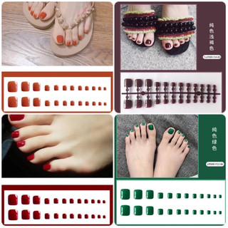 Set 24 Móng Chân Giả Màu Bóng