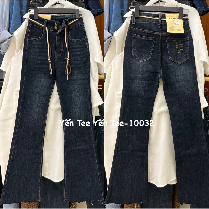 ( Mẫu mới 2023 ) Quần jeans Ống loe xanh đậm chất đẹp ống loe nhẹ