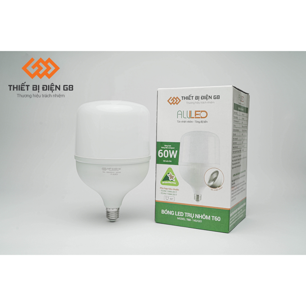 Bóng đèn led 60w 50w 40w 30w 20w 15w 10w tản nhiệt nhôm G8 bulb trụ siêu sáng, tiết kiệm điện chính hãng BH 24 tháng