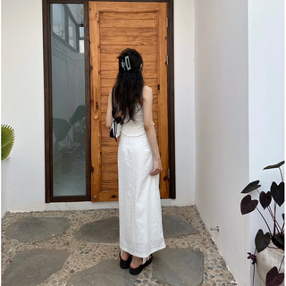 set chân váy + áo nhún thun linen