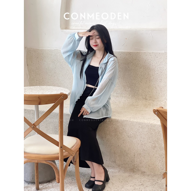 Set Áo Khoác Voan Mịn Mát Chân Váy Đuôi Cá Tôn Dáng CONMEODEN