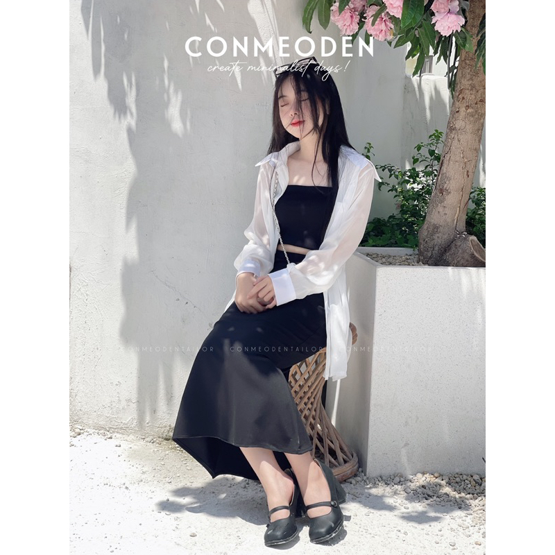 Set Áo Khoác Voan Mịn Mát Chân Váy Đuôi Cá Tôn Dáng CONMEODEN