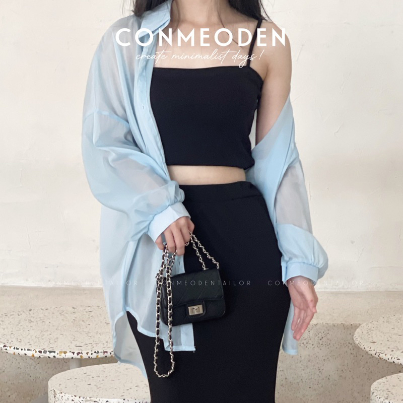 Set Áo Khoác Voan Mịn Mát Chân Váy Đuôi Cá Tôn Dáng CONMEODEN