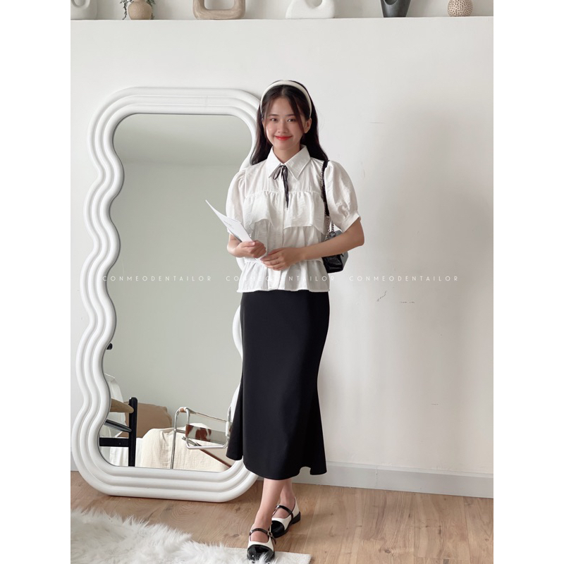 Set Áo Khoác Voan Mịn Mát Chân Váy Đuôi Cá Tôn Dáng CONMEODEN